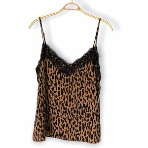 BP leopard print lace trim shell